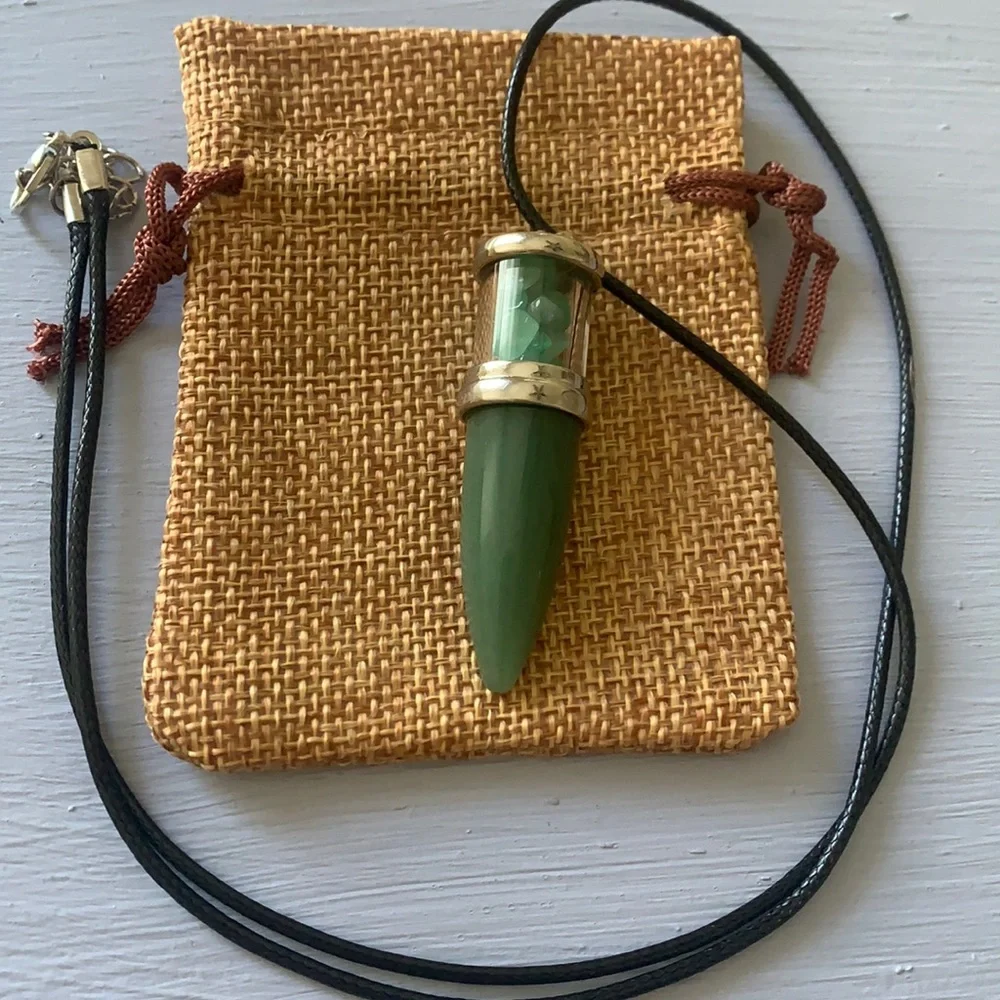 Crystal Bullet Pendant Mens Crystal Necklace Aventurine Necklace Unisex Necklace